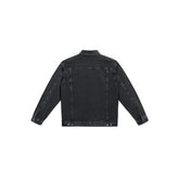 Men's Striped Textured Cargo Denim Jacket